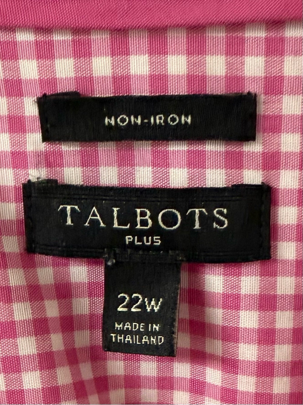 Talbots Pink Gingham Sleeveless Button-Down Shirt - Picture 2 of 7